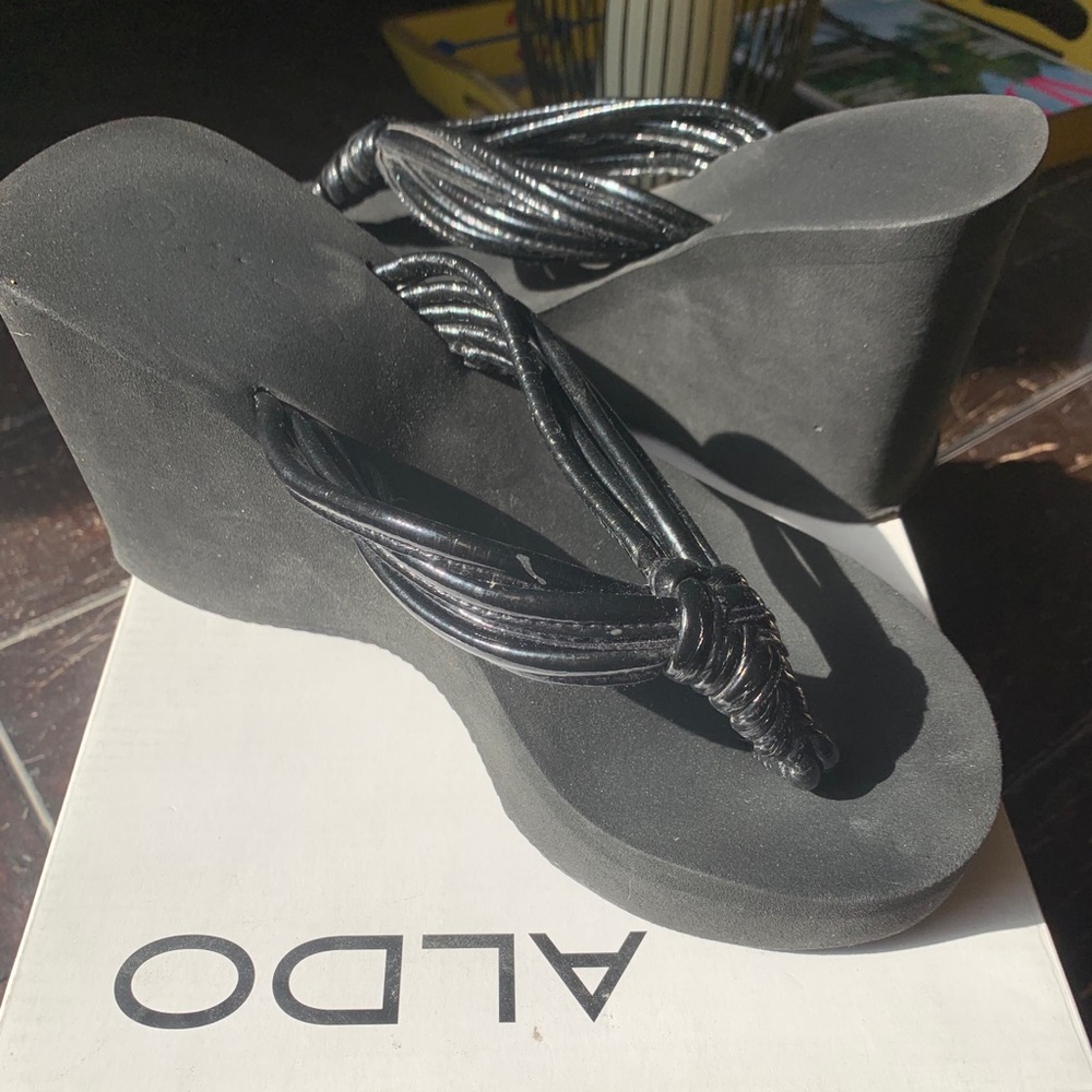 Black Wedge Sandals